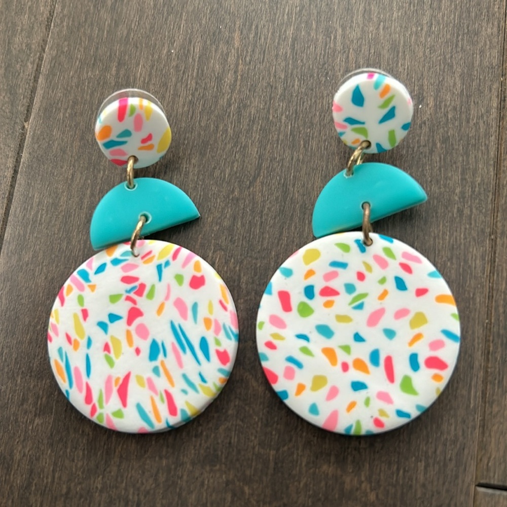 ALL SHE WROTE NOTES Confetti Dangle Earrings, Colourful Confetti Happiness